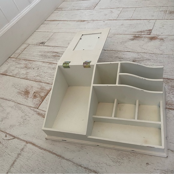 Super sweet vintage shabby chic desk,makeup,jewelry organizer with rhinestones - Picture 7 of 9